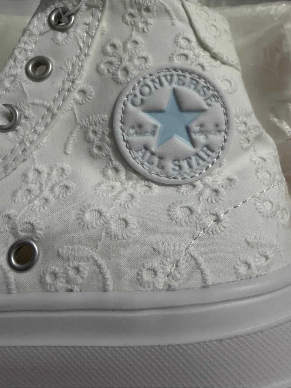 Kids White High-Top Lace Sneakers- Converse